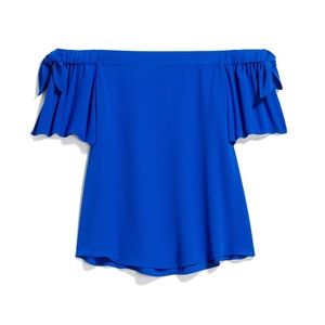Q&A Tops - Off The Shoulder Blue Blouse Q&A Tops - Off The Shoulder Blue Blouse